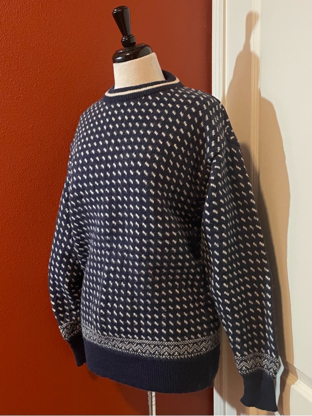 Boston Trader’s Women’s Vintage All Pure Wool Birdseye Crewneck Slouchy Sweater‎